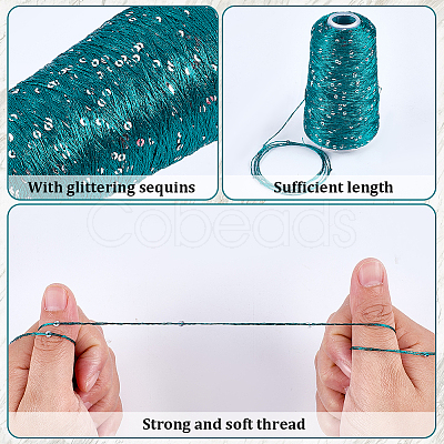 2 Rolls 2 Colors Polyester Sparkle Sequin Yarn OCOR-CY0002-52A-1