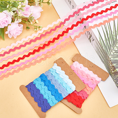 4 Cards 2 Styles Polyester Wavy Fringe Trim Ribbon DIY-GF0009-48H-1