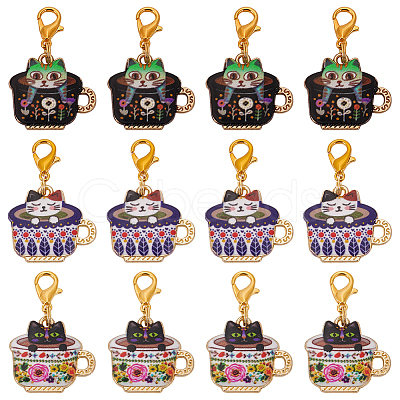 12Pcs 3 Styles Alloy Enamel Zipper Pull Pendant Decorations HJEW-FG00017-1