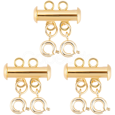 3Pcs 2 Holes Brass Slide Lock Clasps KK-BBC0027-60A-1
