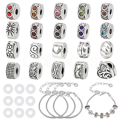 DIY Alloy Heart European Style Bracelet Making Kit DIY-PH0022-01-1