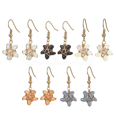 Lampwork Starfish Dangle Earrings EJEW-JE05443-1
