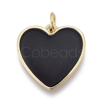 Brass Enamel Pendants ZIRC-M108-40D-G-1