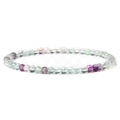 4mm Round Natural Fluorite Beads Bracelet for Men LS-KG3069-29-1