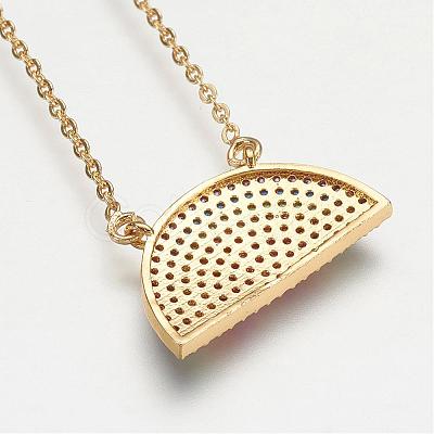 Brass Micro Pave Cubic Zirconia Pendant Necklaces NJEW-J051-19G-1