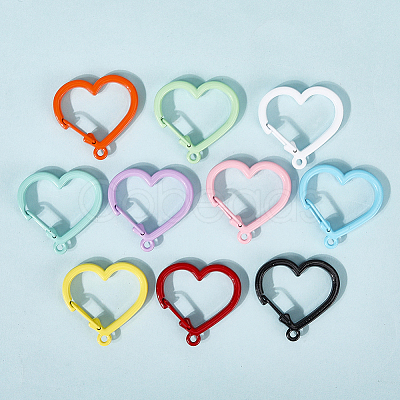 20Pcs 10 Colors Baking Paint Alloy Key Snap Hook Clasps for Keychains FIND-SC0017-48-1
