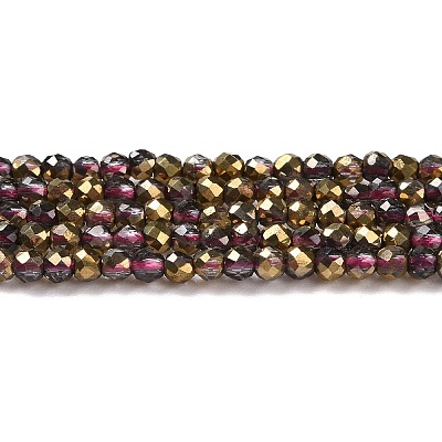 Transparent Electroplate Glass Beads Strands GLAA-H021-01A-HP07-1