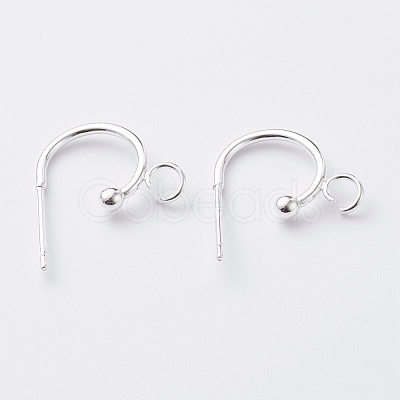 304 Stainless Steel Half Hoop Earrings STAS-Z028-B02-S-1
