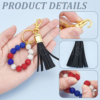 Polymer Clay Rhinestone Beads Keychain KEYC-PH01532-1