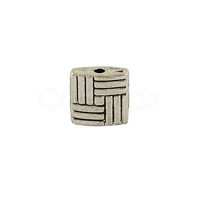 Tibetan Style Alloy Square Carved Stripes Beads LS-TIBEB-5602-AS-FF-1