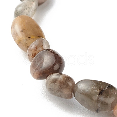 Natural Black Sunstone Nuggets Beads Stretch Bracelet for Her BJEW-JB06951-03-1