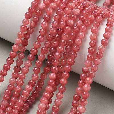 Natural Dyed Yellow Jade Gemstone Bead Strands G-R271-4mm-Y19-1-1