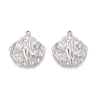 304 Stainless Steel Shell Shaped Pendants STAS-T067-28P-1