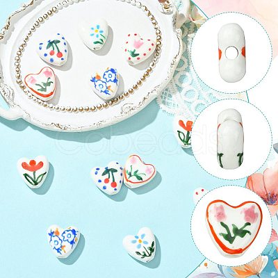 12Pcs 6 Colors Handmade Porcelain Ceramic Beads PORC-FS0001-67-1