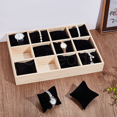 12 Slots Wooden Watch Organizer Trays AJEW-WH0471-143A-1