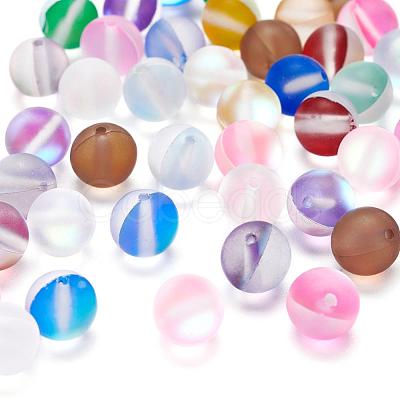 50Pcs 10 Colors Synthetic Moonstone Beads Strands G-YW0001-07-1