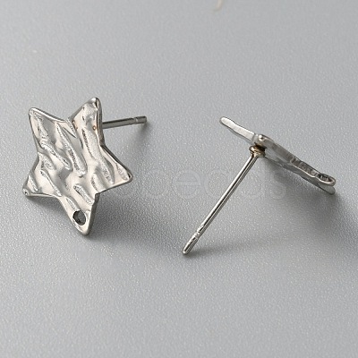 304 Stainless Steel Textured Geometry Stud Earrings Findings with Hole STAS-WH0027-54A-1