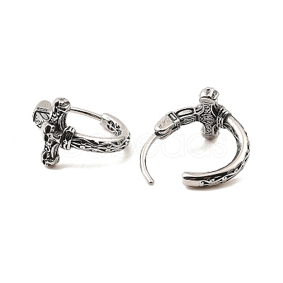 Skull Theme 316 Surgical Stainless Steel Hoop Earrings for Women Men EJEW-D096-04A-AS-1
