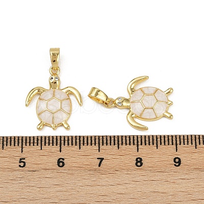 Brass Micro Pave Cubic Zirconia Pendants X-KK-C093-09G-01-1
