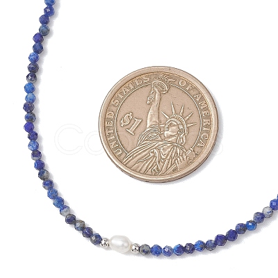 2MM Faceted Round Natural Lapis Lazuli Beaded Necklaces NJEW-JN05918-01-1