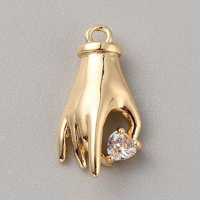 Brass with Clear Cubic Zirconia Charms KK-WH0079-58D-1