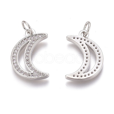 Brass Micro Pave Clear Cubic Zirconia Pendants ZIRC-Z008-24P-1