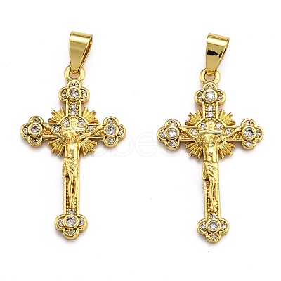 Brass Micro Pave Clear Cubic Zirconia Pendants ZIRC-J025-50G-1