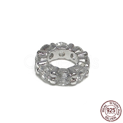 Rhodium Plated 925 Sterling Silver European Beads STER-K176-10P-1