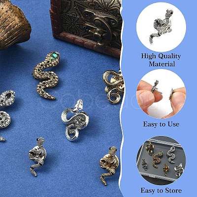 6Pcs 6 Styles Snake Zinc Alloy Lapel Pin Backs for Backpack Clothes JEWB-CJ0001-64-1
