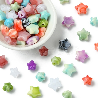 60Pcs 2 Styles Opaque Imitation Gemstone Acrylic Beads OACR-FS0001-85-1