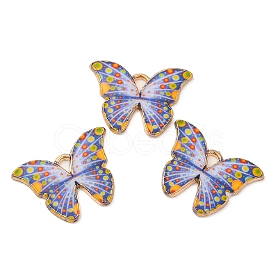 Light Gold Tone Alloy Enamel Pendants ENAM-M059-05KCG-07-1