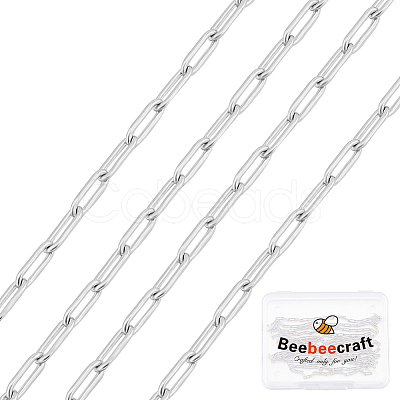 Anti-Tarnish 1M Rhodium Plated 925 Sterling Silver Paperclip Chains STER-BBC0005-82-1