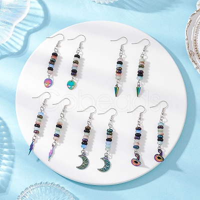 5 Pairs Glass Dangle Earrings EJEW-JE06644-1