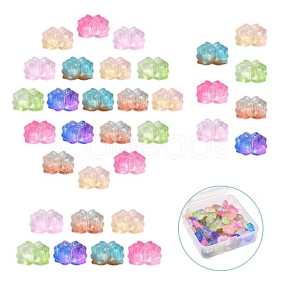 70Pcs 7 Colors Two Tone Glass Beads GLAA-CJ0001-78-1