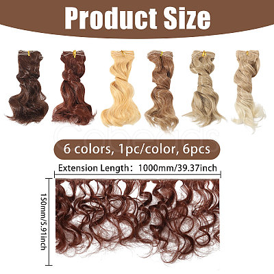 6Pcs 6 Colors High Temperature Fiber Doll Hairs DIY-GL0006-24B-1