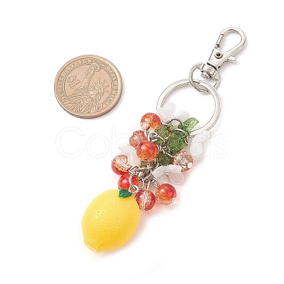 Opaque Resin & Spray Painted Crackle Glass Keychains KEYC-JKC01343-03-1