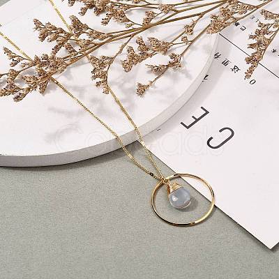 Teardrop Glass Beads Pendant Necklaces NJEW-JN03205-02-1