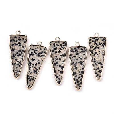 Natural Dalmatian Jasper Pointed Pendants G-N326-56C-1