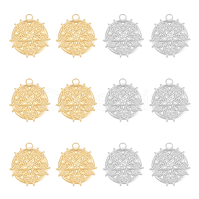 Unicraftale 12Pcs 2 Colors Ion Plating(IP) 304 Stainless Steel Pendant STAS-UN0049-75-1