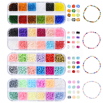 48G 12 Colors Transparent Colours Glass Seed Beads SEED-YW0002-72-1