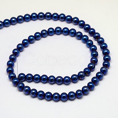 Electroplate Non-magnetic Synthetic Hematite Beads Strands G-J169A-8mm-03-1