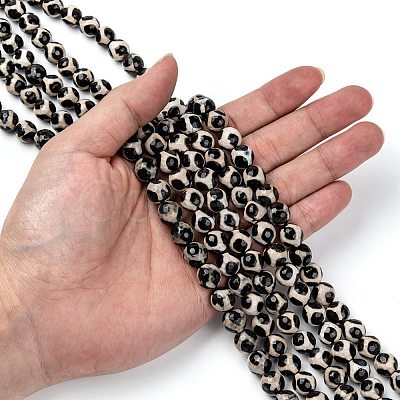 Tibetan Style Turtle Back Pattern dZi Beads G-H1453-1-1