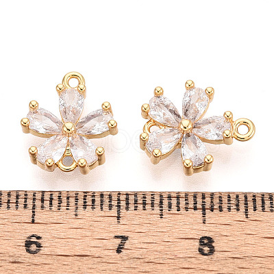 Brass Pave Clear Cubic Zirconia Connector Charms KK-T078-03G-05-1