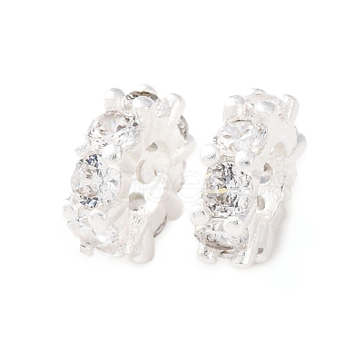 Brass Micro Pave Cubic Zirconia European Beads KK-C157-09A-S-1