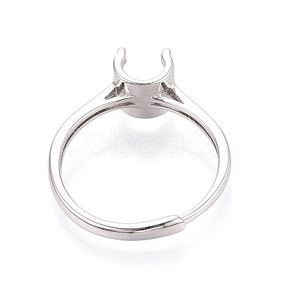 Rhodium Plated 925 Sterling Silver Engagement Solitaire Ring Settings STER-N016-70P-1