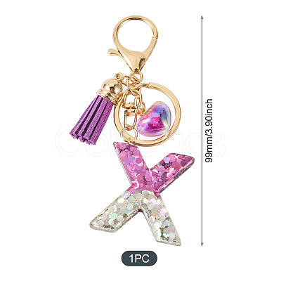 Alloy Resin Heart Keychains KEYC-TADJ0002-01G-X-1