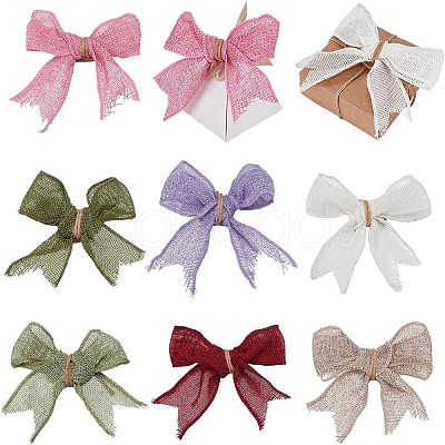 28Pcs 7 Colors Burlap Bowknot Ornament Accessories HJEW-AR00010-1