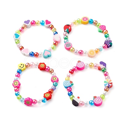 Transparent Acrylic Beads Stretch Kids Bracelets BJEW-JB06326-1