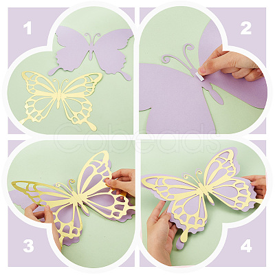 3D Hollow Double Layer Paper Butterfly AJEW-WH0505-15-1