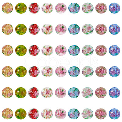 54Pcs 9 Colors Handmade Glod Sand Lampwork Beads Strands LAMP-TA0002-08-1